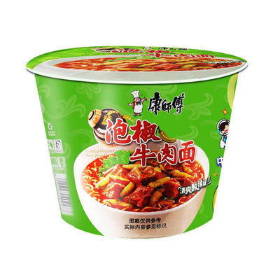 康师傅泡椒牛肉面 桶装 107g
