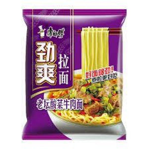 康师傅 劲爽酸菜牛肉面 104g 一磅三包 exp.12/02/2022