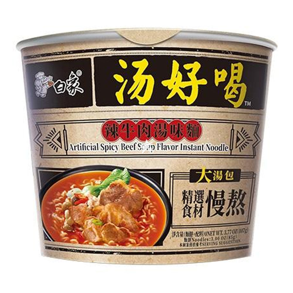 白象方便面 辣牛肉汤味 桶装 107g