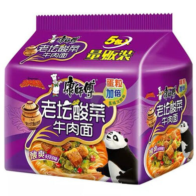 康师傅老坛酸菜牛肉面 5连包
