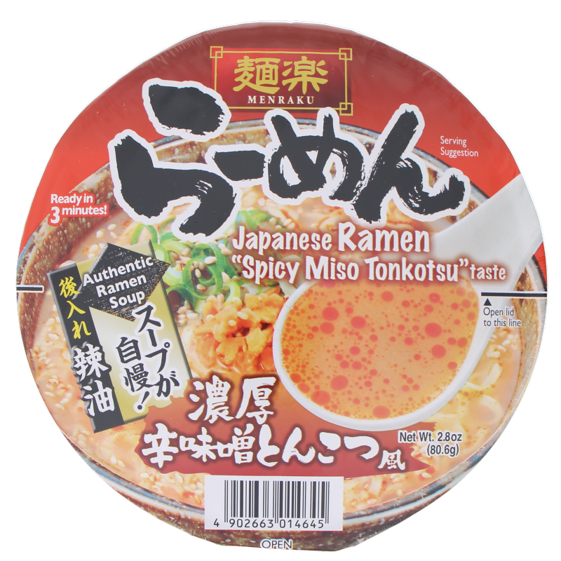 Hikari Menraku Cup Ramen Spicy Miso Tonkotsu 80.6g